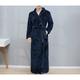 Men's Robe Bathrobe Bath Robe Towel Robe Plain Stylish Casual Classic Home Flannel Comfort Warm Soft V Neck Long Robe Pocket Winter Black White