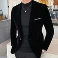 Men's Corduroy Jacket Blazer Business Cocktail Party Wedding Party Fashion Casual Fall / Winter Polyester Velvet Plain Button Pocket Casual / Daily Single Breasted Blazer Black Burgundy Blue Dark Blue