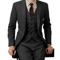 Green/Black/Dark Navy Men's Tweed Wedding Suits Vintage 3 Piece Plus Size Solid Colored Slim Fit Single Breasted One-button 2024