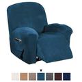 Sofa Cover Stretch Recliner Chair Cover Slipcover Velvet 2 Seater Loveeseat White Grey/Gray Blue with Pocket Plain Solid Color Soft Durable Washable