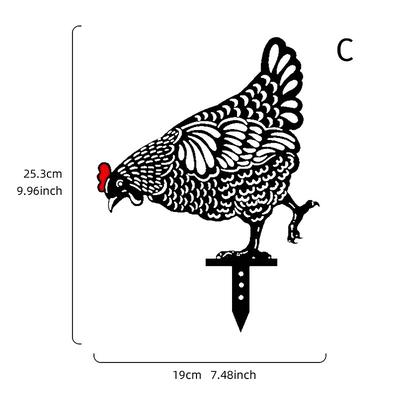 Rooster Animal Stakes, Chicken Family Garden Silhouette Yard Art, Hollow Out Animal Shape Decor for Outdoor-for Lawns Backyard