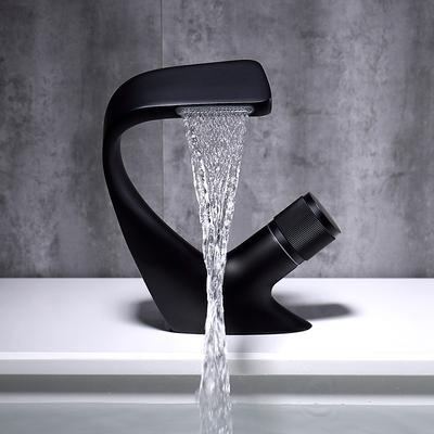 Bathroom Sink Faucet, Novelty Waterfall Mixer Basin Taps Single Handle One Hole Bath Taps with Hot and Cold Water Hose