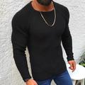 Men's Pullover Sweater Jumper Ribbed Knit Regular Knitted Solid Color Crew Neck Modern Contemporary Work Daily Wear Clothing Apparel Winter Black Yellow S M L