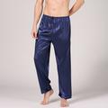 Men's Sleepwear Lounge Pants Silk Pants 1 pcs Pure Color Luxury Casual Home Faux Silk Lightweight Pant Black Royal Blue