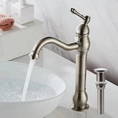 Bathroom Sink Mixer Faucet Antique Brass ORB, 360 Rotatable Basin Tap Single Handle Deck Mounted, Traditional Washroom Vessel Bath Taps