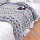 Chunky Knit Blanket Throw 100% Hand Knit with Jumbo Chenille Yarn