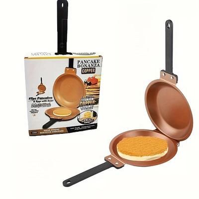 1pc Steel Double Pan, The Perfect Pancake Maker, Nonstick Easy To Flip Pan, Double Sided Frying Pan For Fluffy Pancakes, Omelets, Cooking Eggs Frittatas More! Pancake Pan Dishwasher Safe Large, Cook