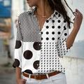 Women's Shirt Blouse Polka Dot Casual Button Print White Long Sleeve Fashion Shirt Collar Spring Fall