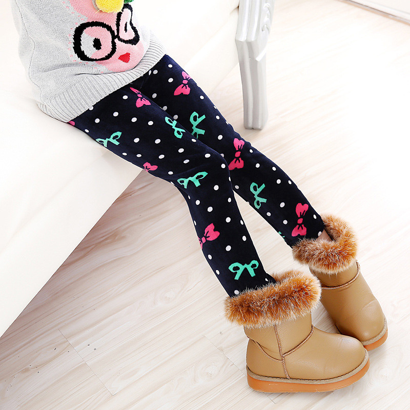 Kids Girls' Leggings Heart Active Outdoor 7-13 Years Fall Leopard Print Navy blue dots Colorful hearts