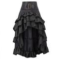 Women's Skirt Petticoat Gothic Dress Long Skirt Maxi Skirts Ruffle Asymmetric Hem Solid Colored Carnival Party Fall Winter Polyester Retro Vintage Gothic Victorian Carnival Costumes Ladies Black