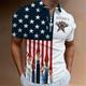 Men's Polo Shirt Golf Shirt Floral Star Graphic Prints National Flag Turndown Lake blue White Blue Black White Red Outdoor Street Short Sleeves Zipper Print Clothing Apparel Fashion Designer Casual