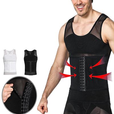 Men's Shapewear Waist Trainer Body Shaper Pure Color Simple Comfort Home Daily Nylon Slimming Crew Neck Sleeveless Winter Fall Black White