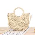 Women's Handbag Crossbody Bag Straw Bag Straw Holiday Beach Large Capacity Breathable Solid Color Folk off white khaki