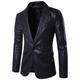 Men's Jacket Faux Leather Jacket Blazer Wedding Business Thermal Warm Rain Waterproof Pocket Fall Solid Color Business Elegant Turndown Regular Faux Leather Regular Fit Black White Red Khaki Jacket