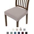 2 Pcs Dining Chair Seat Cover Stretch Chair Slipcover Black Soft Plain Solid Color Durable Washable Furniture Protector For Dining Room Party