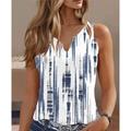Women's Tank Top Floral Casual Holiday White Blue Gray Print Sleeveless Basic V Neck Regular Fit
