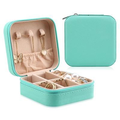 Travel Jewelry Case Small Jewelry Box Jewelry Organizer Storage Case Portable PU Leather Mini Jewelry Travel Case for Girls Womens Earring, Necklace, Rings,Bracelets,Valentine's Day Gift
