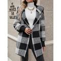 Women's Fleece Jacket Teddy Coat Hoodie Jacket Warm Breathable Valentine's Day Street Daily Wear Vacation Pocket Fleece Lined Open Front Hoodie Casual Street Style Stripes and Plaid Regular Fit