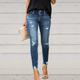 Women's LowRiseJeans Skinny Pants Trousers Ankle-Length Denim Side Pockets Cut Out Micro-elastic Mid Waist Fashion Casual Office Light Blue S M Summer Spring Fall