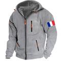 Independence Day American Flag Hoodie Mens Graphic Tactical Military National Fashion Daily Casual Outerwear Zip Vacation Going Streetwear Hoodies Dark Blue Gray Grey Fleece