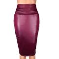 Women's Pencil Bodycon Work Skirts Midi Skirts Solid Colored Office / Career Daily Wear Spring Fall PU Faux Leather Basic Black Wine Blue Brown