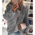 Women's Cardigan Knitted Solid Color Basic Casual Chunky Long Sleeve Loose Sweater Cardigans Hooded Open Front Fall Winter Wine Dusty Rose Gray