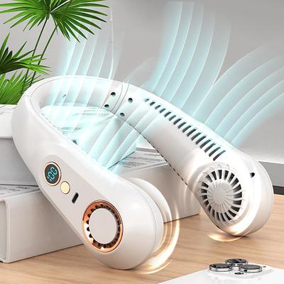 Mini Bladeless Neck Fan – USB Rechargeable Air Cooler with Digital Display, Portable Power Vent for Indoor and Outdoor Use