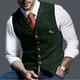 Men's Retro Vintage Vest Herringbone Tailored Fit Notch Single Breasted More-button Light Green Blue Dark Green 2023