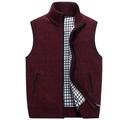 Men's Sweater Vest Cardigan Zip Sweater Sweater Jacket Fleece Sweater Knit Knitted Solid Color Stand Collar Modern Contemporary Outdoor Casual Clothing Apparel Winter Black Wine S M L