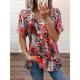 Women's T shirt Tee Leopard Casual Red Blue Purple Print Short Sleeve Fashion V Neck Regular Fit Summer