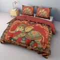 Designer Elephant Cotton Bedding Set 2-piece Set 3-piece Lightweight Soft Short Plush Set Native American style Folk Art King Queen Size