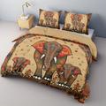 Designer Elephant Cotton Bedding Set 2-piece Set 3-piece Lightweight Soft Short Plush Set Native American style Folk Art King Queen Size