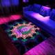 Blacklight Rug UV Reactive Glow in the Dark Area Rug Kitchen Mat Non-Slip Oil Proof Trippy Buddha Floor Mat Livingroom Rug Indoor Outdoor Mat Bedroom Decor Bathroom Mat Entrance Rug Door Mat