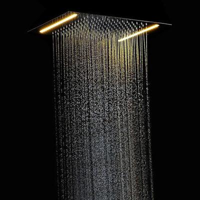 Bathroom Ceiling Mounted Shower Faucet, High Flow Stainless Steel 50 X 36 cm Rectangular Rain Shower Faucet, Concealed Pressure Balance Shower Head Complete with LED