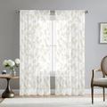 Floral Sheer Curtain Panels Grommet/Eyelet Curtain Drapes For Living Room Bedroom, Farmhouse Curtain for Kitchen Balcony Door Window Treatments Room Darkening