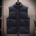 Men's Puffer Vest Gilet Outdoor Dailywear Business Basic Fall Winter Basic Cotton Blend Windproof Warm Solid / Plain Color Zipper Standing Collar Form Fit Black White Dark Navy Vest