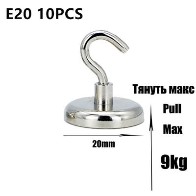 10PCS Strong Neodymium Magnetic Hook Hold Up To 12kg 5Pounds Diameter 20mm Magnets Quick Hook For Home Kitchen Workplace