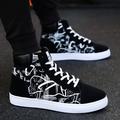 Men's Sneakers Gladiator Skate Shoes Walking Business Chinoiserie Daily Leather Mid-Calf Boots Lace-up White Red Blue Color Block Fall Winter