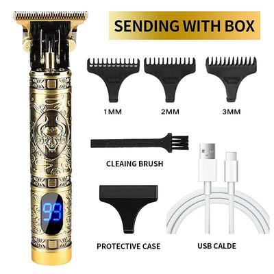 Hair Clippers for Men oupool Professional Cordless Hair Trimmer - Electric T-Blade Beard Trimmer Shaver Edgers Zero Gapped Mens Grooming Kit Rechargeable LCD Hair Cutting Kit - Gifts for Men(Gold)