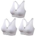 3 Pack Women's High Support Sports Bra Running Bra Seamless Zip Front Racerback Bra Top Padded Yoga Fitness Gym Workout Breathable Shockproof Quick Dry Khaki Black White Solid Colored