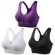 3 Pack Women's High Support Sports Bra Running Bra Seamless Zip Front Racerback Bra Top Padded Yoga Fitness Gym Workout Breathable Shockproof Quick Dry Khaki Black White Solid Colored