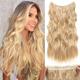 Hair Extensions 20 Inch Long Wavy Blonde Hair Extensions with Invisible Wire Adjustable Size 4 Secure Clips in Hair Extensions for Women