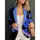 Women's Blazer Valentine's Day Print Floral Casual / Daily Fashion Outerwear Long Sleeve Summer Royal Blue S