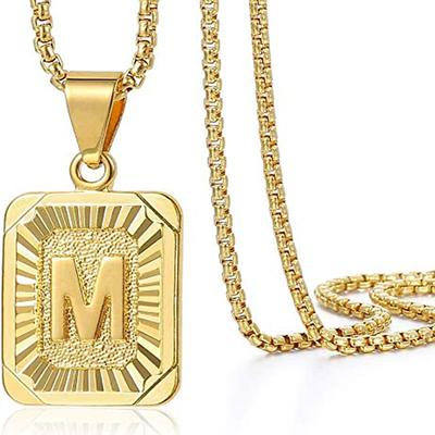 hip-hop men's necklace square letter necklace 26 english letters pendant necklace jewelry