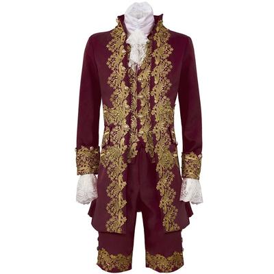 Rococo Baroque Victorian Outfits Fancy Dress Men's Royal Halloween Carnival Performance Party Masquerade Adults' Coat Pants Collar All Seasons