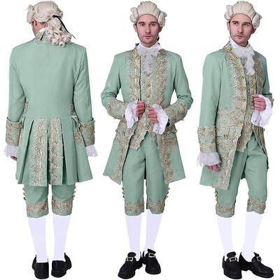 Rococo Baroque Victorian Outfits Fancy Dress Men's Royal Halloween Carnival Performance Party Masquerade Adults' Coat Pants Collar All Seasons