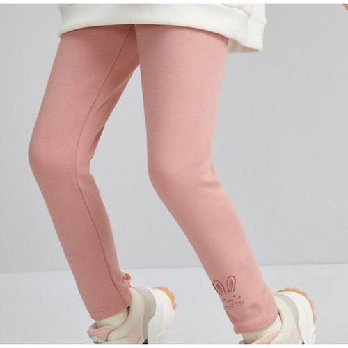 Kids Girls' Fleece Lined Leggings Solid Color Active School Cotton 7-13 Years Spring Black Pink Light Grey