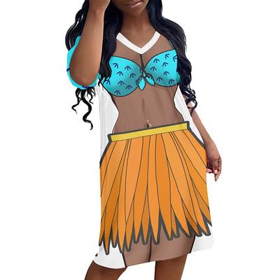 Women's Bikini Shirt Cover Up Dress Funny Cute Bikini Print for Swimwear Short Sleeve 3D Graphic Baggy Swimwear Cover-Up
