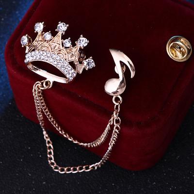 Men's Brooches Geometrical Crown Artistic Simple Luxury Fashion European Brooch Jewelry Golden Silver For Wedding Street Daily Work Festival