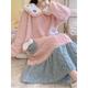 Women's Fleece Bathrobe Dress Fluffy Fuzzy Cartoon Cat Plush Casual Comfort Home Daily Bed Coral Fleece Coral Velvet Warm Lapel Long Sleeve Button Pocket Fall Winter Light Pink White powder